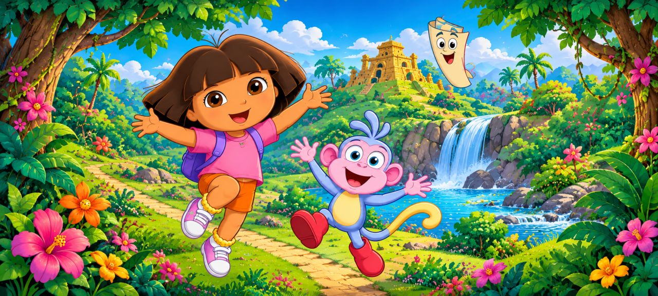 Aventura selvática con niña y mono