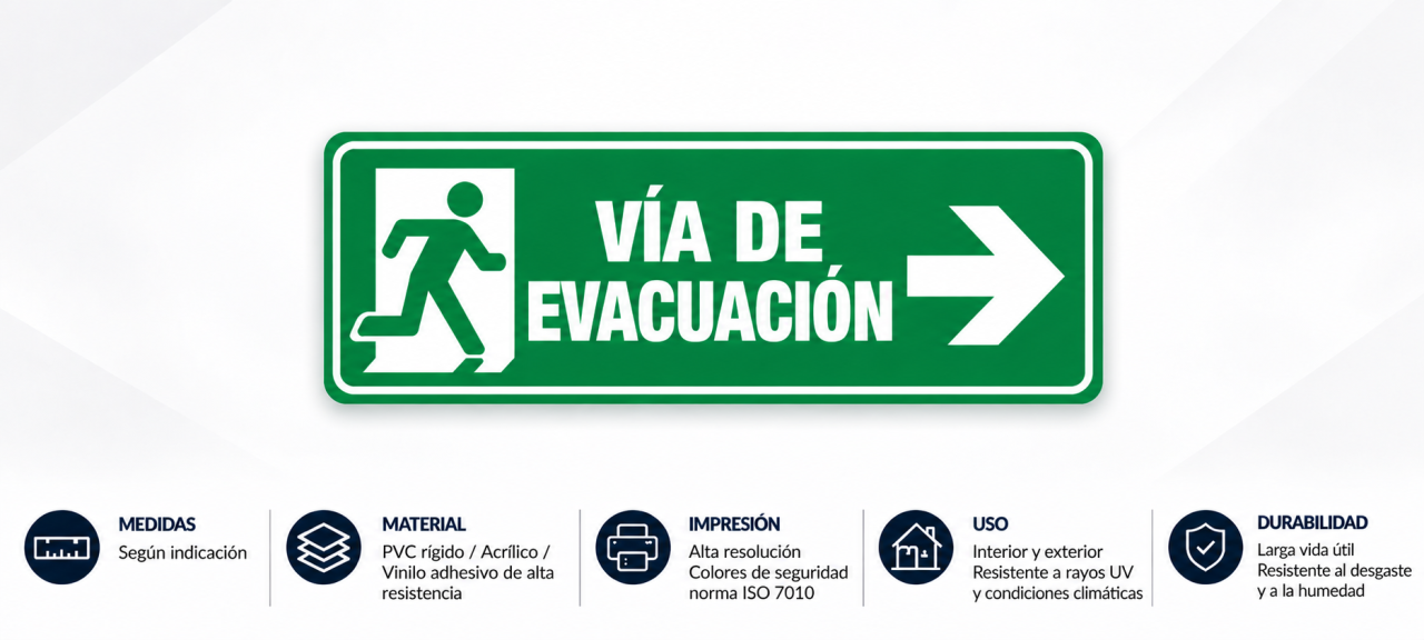 Señal verde de vía de evacuación
